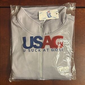 NWT! USAG Men's Gray Zip Up Sweater